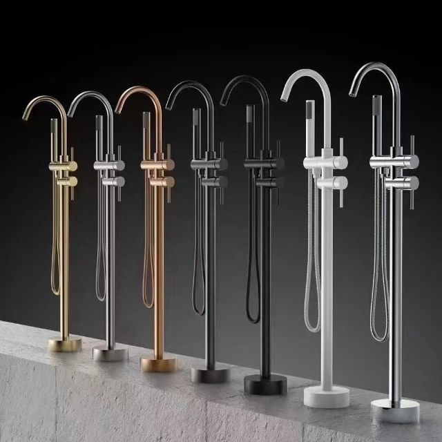 Australian Watermark Contemporary Stainless Steel Copper Bathroom Faucet Floor-Mounted Shower Faucet Soft Spray Pause Massage