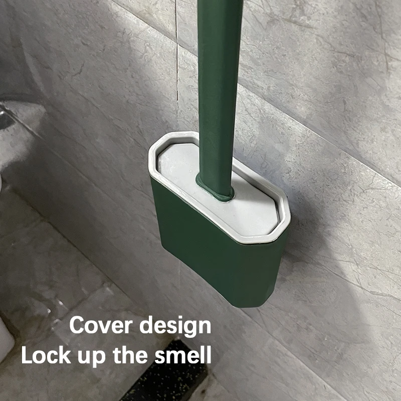 Household Mini Silicone Toilet Brush Cleaner Tool For Bathroom Cleaning Silicone Toilet Brush Wall Mounted And Holder Sets