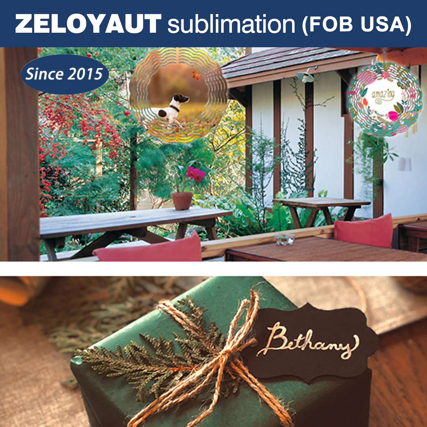 US Warehouse FREE shipping wholesale  sublimation blanks, metal wind spinner personalized garden decor gift10 inch wind spinner.