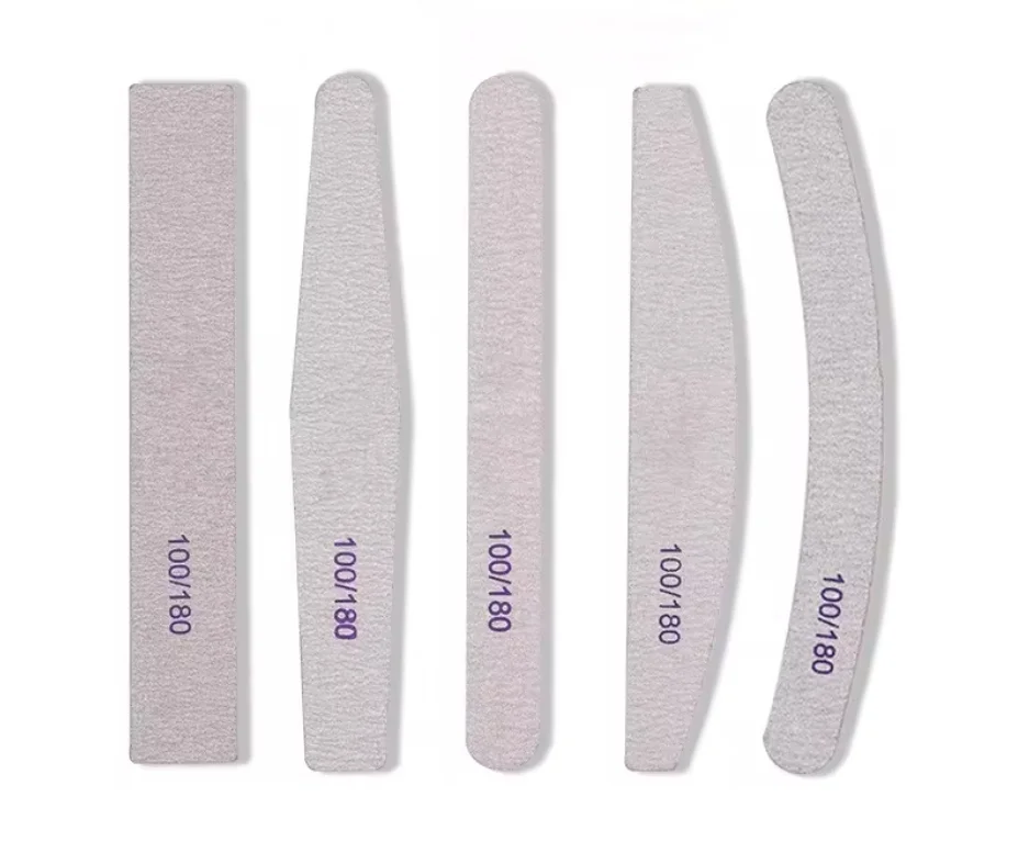 Custom Logo Nail Files 100/180 Double Side Durable Rectangle Straight Round Sandpaper Professional Nail File