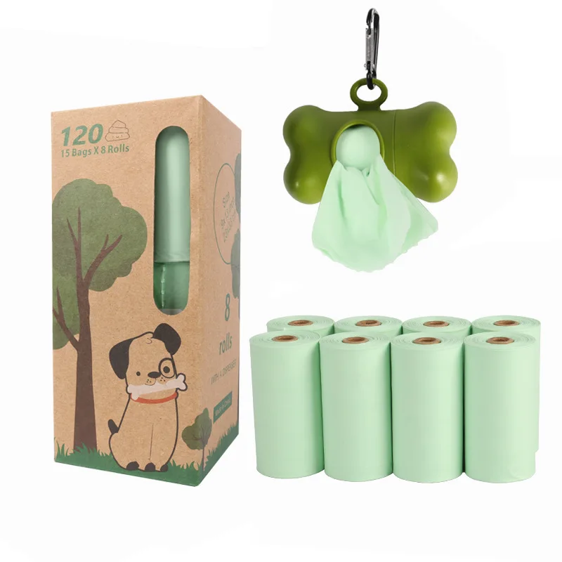 Wholesale 8pcs/set Pet Dog Poop Bag Dispenser Outdoor Eco Friendly Biodegradable Waste Pet Poop Bag Kit