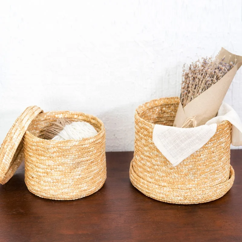 Natural Seagrass Woven  Decor  Rattan Corn Husk Moses  Fruit  Bowl Basket
