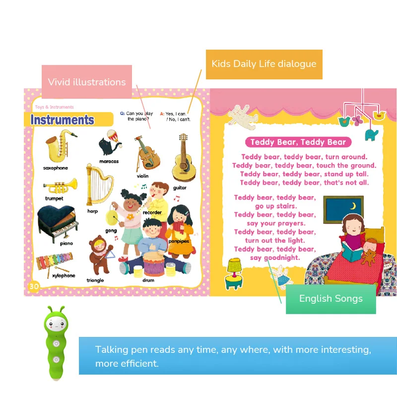 Interactive English Learning 500 Vocabulary Picture Dictionary Talking Pen Audio Books