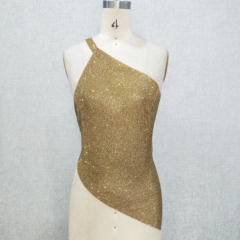 2023 Fashion Luxury Backless Party Wear Golden Rhinestone Chain Women Camisole Crystal Crop top