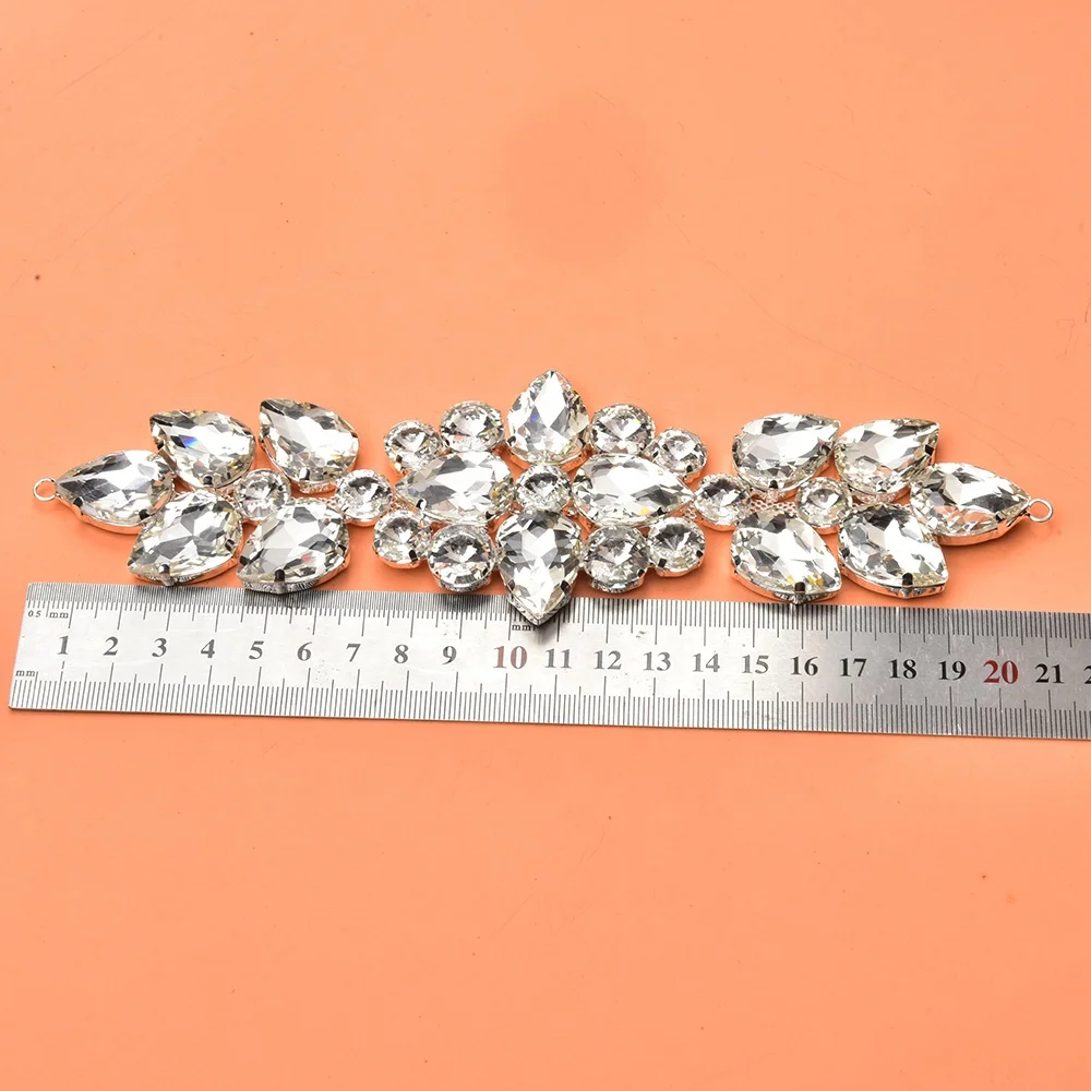 Color Drop Glass Diamond Rhinestone Short Chain DIY Clothes Shoes Bag Crystal Applique Buckle Jewelry Accessories Factory Supply