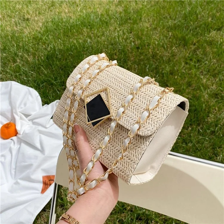 China Wholesale Handbags Knit Straw Square Ladies Crochet Rattan Handbag Wallets Crossbody Bags