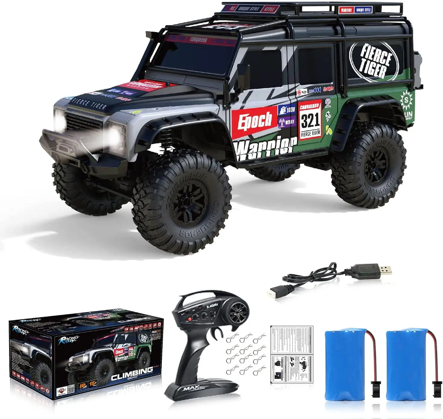 Dwi Dowellin RC Crwaler 1/10 RTR Remote Control Car 4WD 2.4GHz Brushed Offroad Racing Hobby Grade Model Vehicle with LED Lights