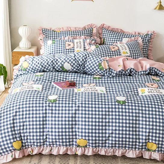 The factory is wholesale Small Heart Printing 4pcs Quilt Cover  duvet cover bedding set 100% cotton bed sets  bedding set