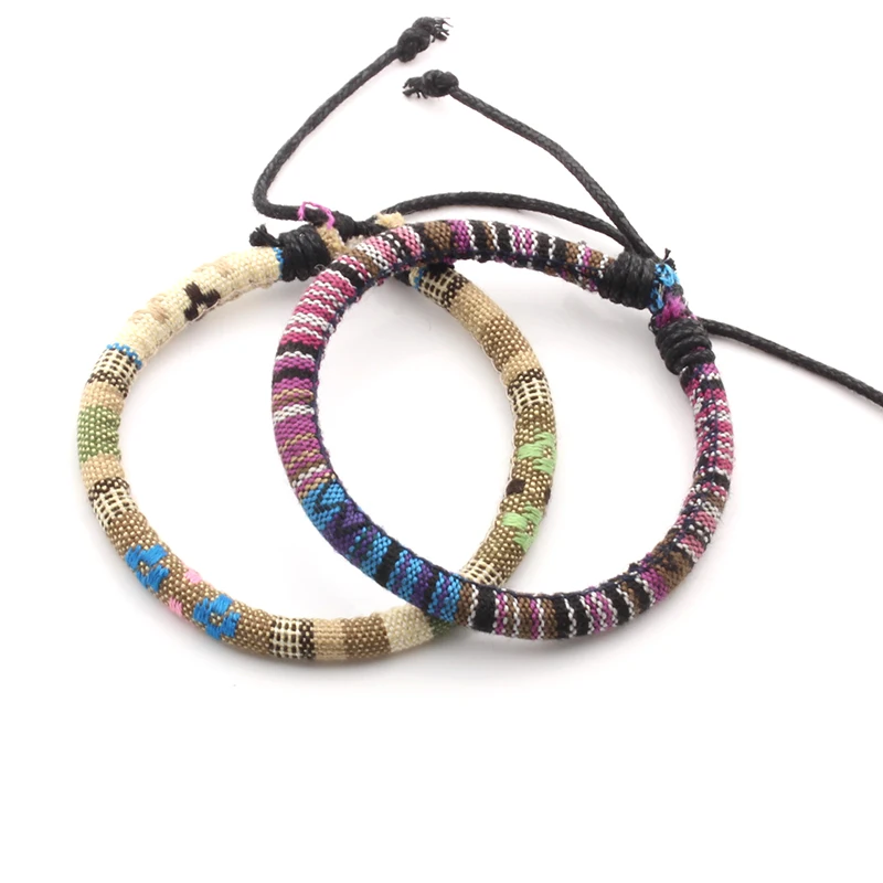 2020 Personalized New Design Ethnic Style Adjustable Couple Bracelets Handmade Woven Cotton Charm Bracelet