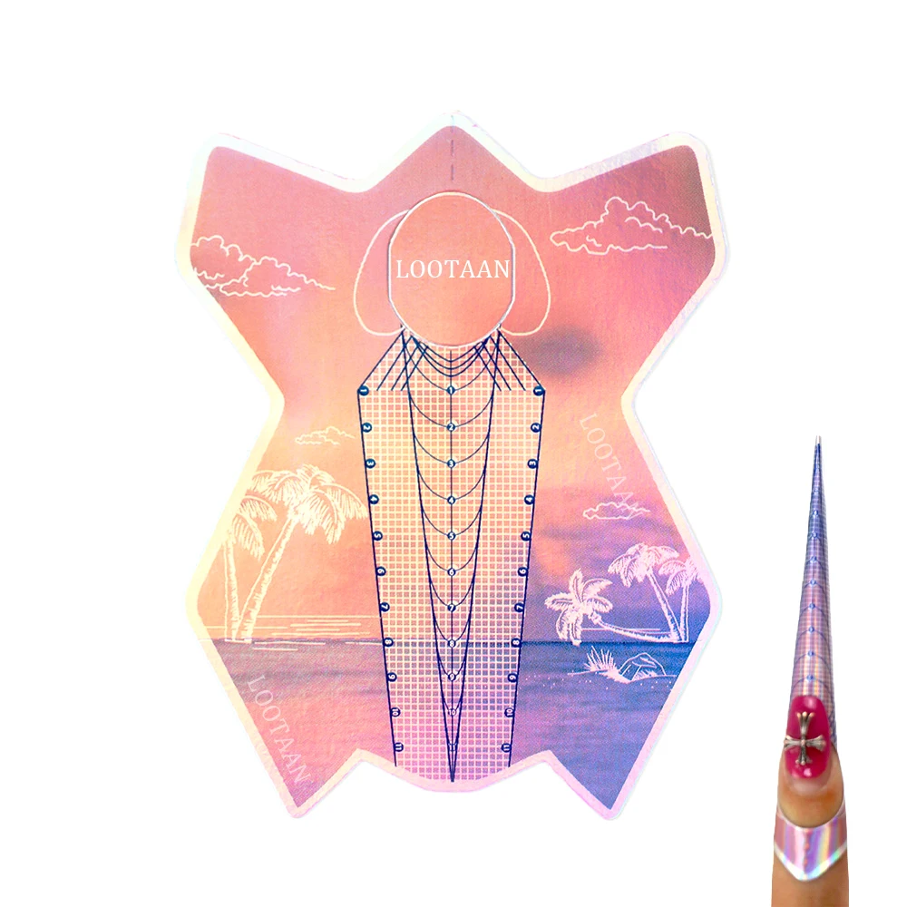 Costom logo OEM 2 in 1 200G Roll Paper Pink Holographic Sticky Strong Glue UV Gel Acrylic Extra Long Extension Nail Forms