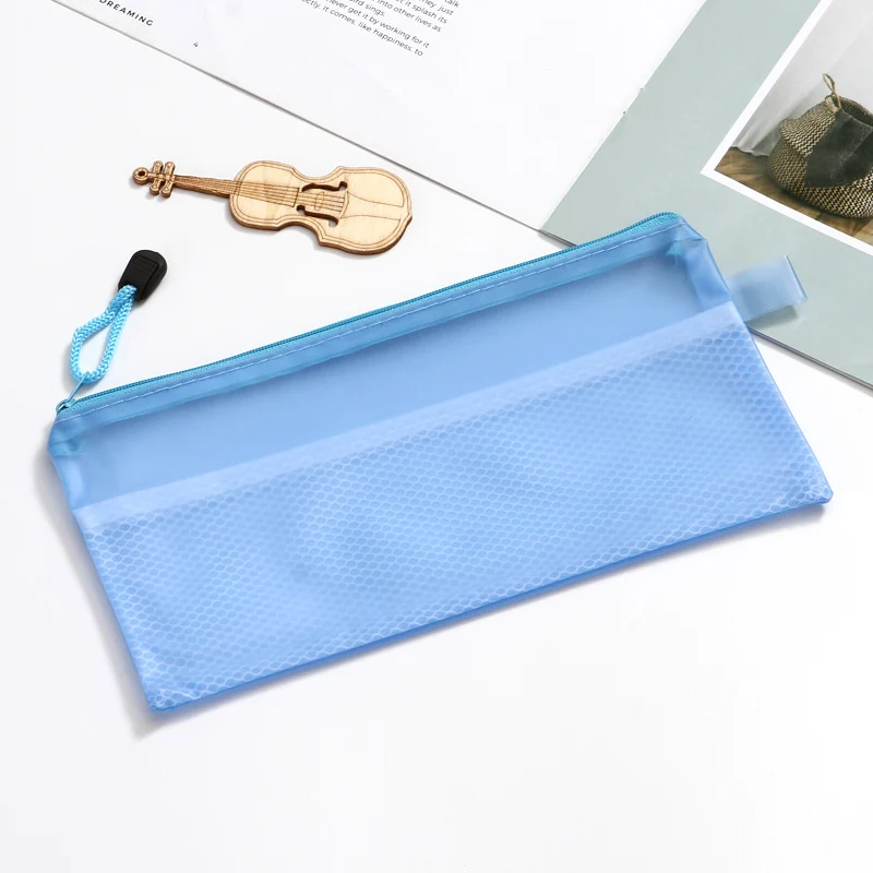 Bill Zipper Storage Bag Plastic File Bag Polyester Waterproof Document Bag Mesh Document Organizer Pouch