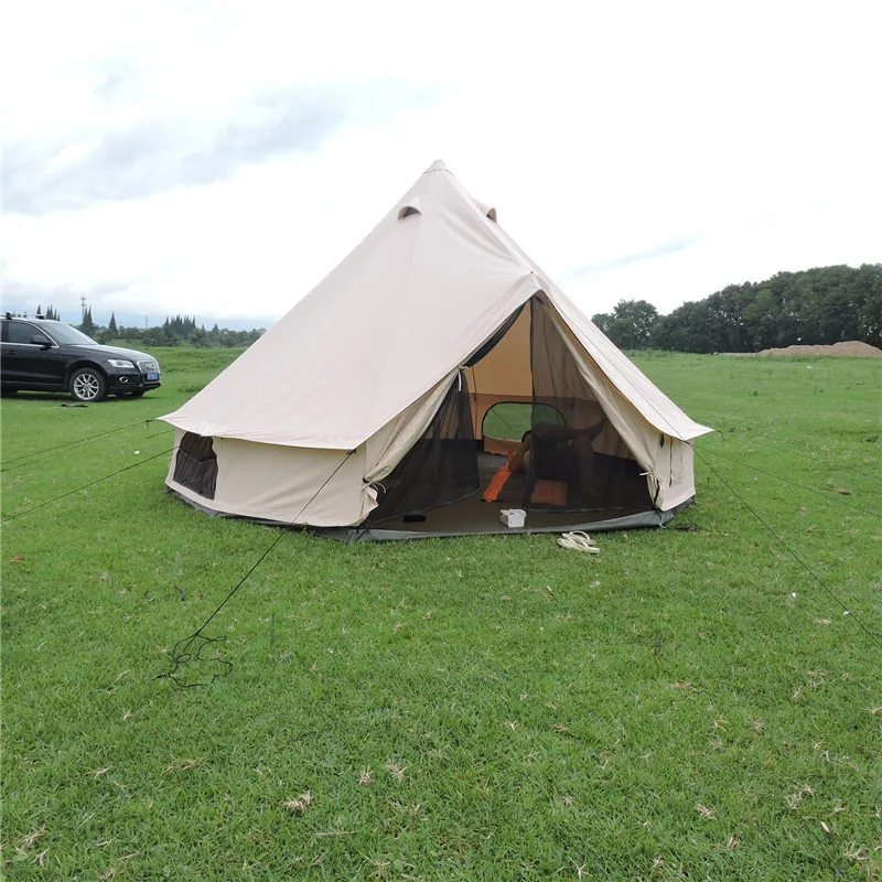 3m bell tent beige color outdoor canvas camping tents waterproof eco-friendly material