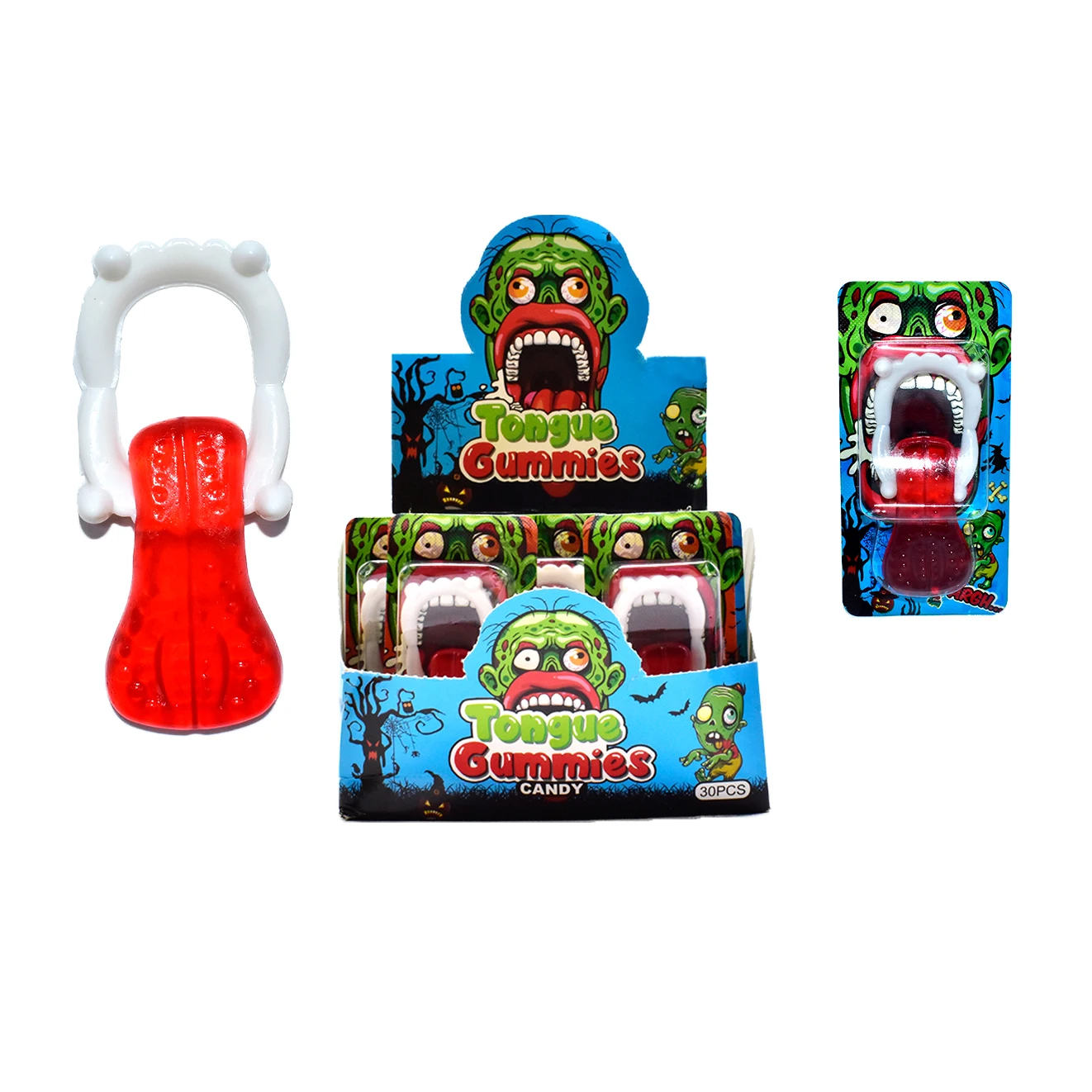 High quality fun Halloween Tongue Soft candy Fruity flavored tongue candy with teeth toys