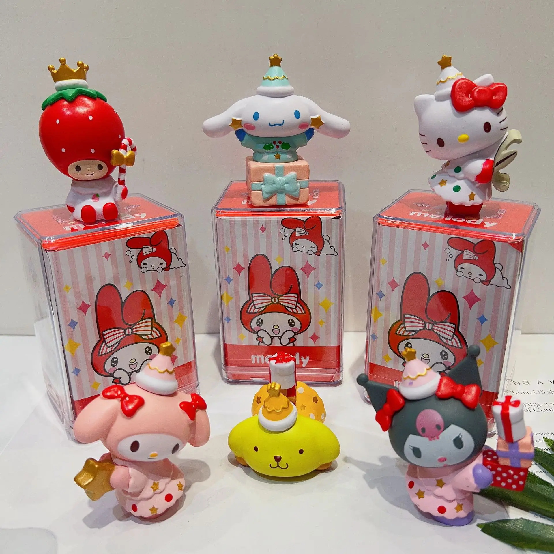 Cute My Melody Hello Kt Anime Action Figure Set Cartoon Doll Statue Model Room Ornaments Collection PVC Kuromi Anime Figure Toys