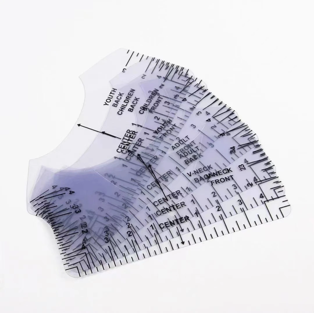 4 Sizes Acrylic Portable Round Neck Calibration Tool White PVC Ruler Guide T shirt Alignment Tool Placement Guide Ruler