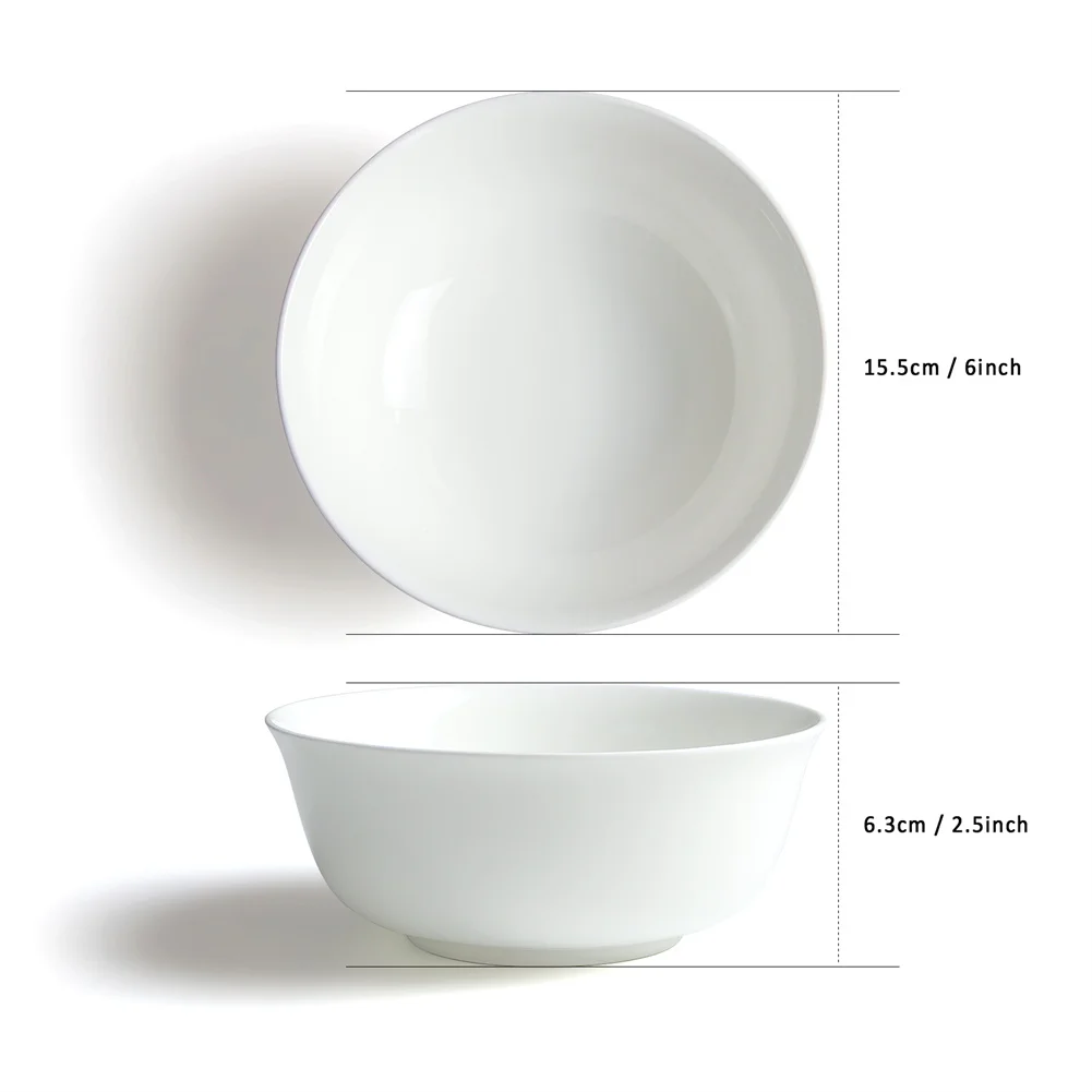 Fine Bone china Tiny White Rice Salad Bowls 4.5 6 Inch Ceramic Round Side Bowl Oriental Noodle Ramen Soup Bowl