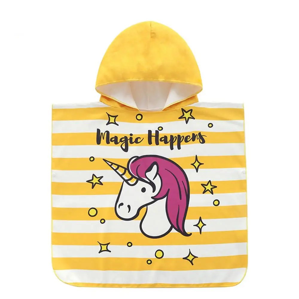 
High Quality Wholesale Baby Animal Printed Microfiber Hooded Poncho Baby Beach Towel 