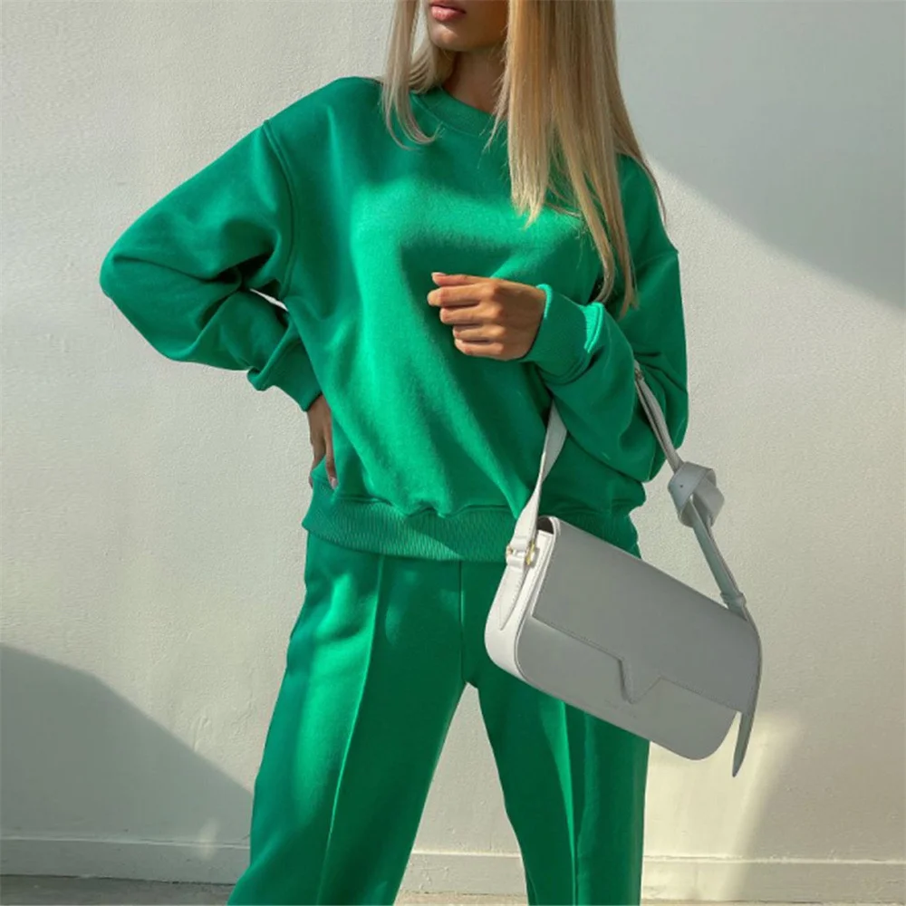 
New Arrivals 2021 Autumn Winter Private Label Sweat Suits Costume De Sweat-Shirt Womens Sweat Suits Tracksuit Jogger Set 