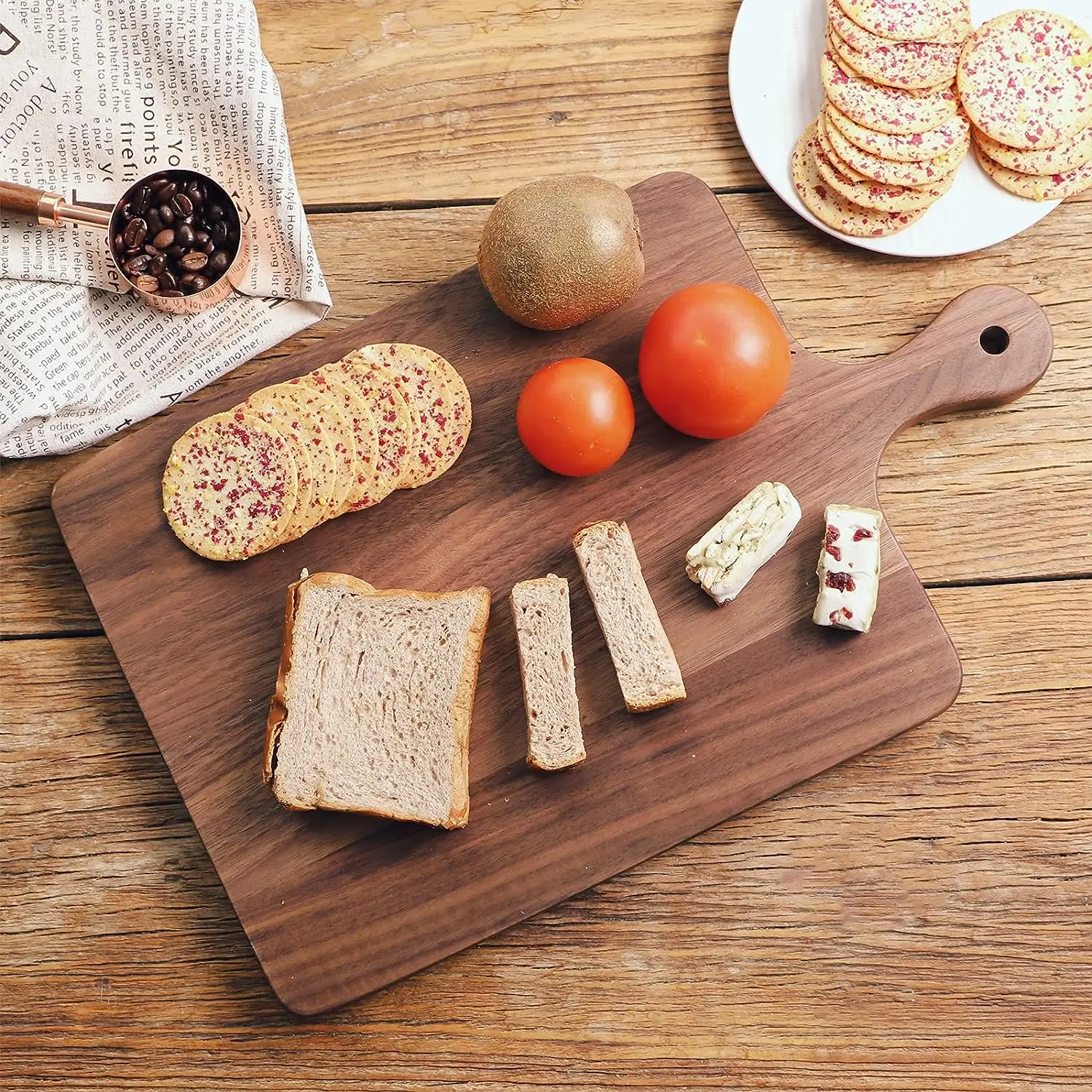 Modern simple kitchen with handle wooden multi-function cutting board walnut wood chopping board
