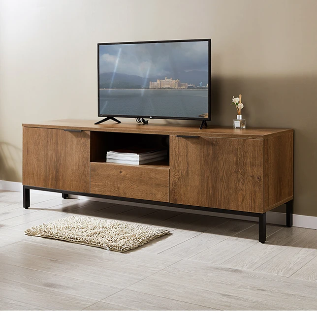 High Quality Entertainment TV Unit In Walnut Open Shelf Modern TV Unit For Living Room meuble tv