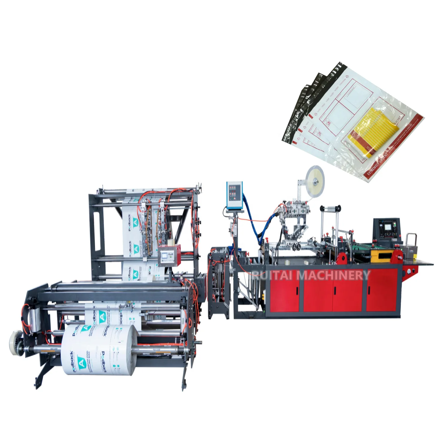 courier bag making machine with delivery sheet for TNT DHL UPS pouch pocket bag