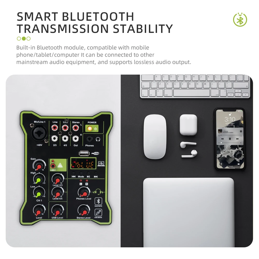 Профессиональный 5-канальный смеситель USB синий зуб высоких и низких DJ многофункциональная компьютерная этап запись аудио