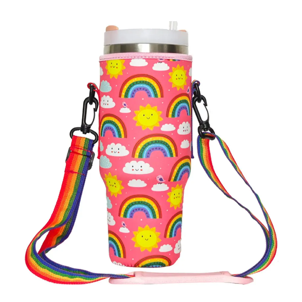 Fashion Travel Sleeve Pouch Bag For Stanley Cup 40Oz With Handle 30Oz Thermal Case Tumbler Water Bottle Adjustable Strap