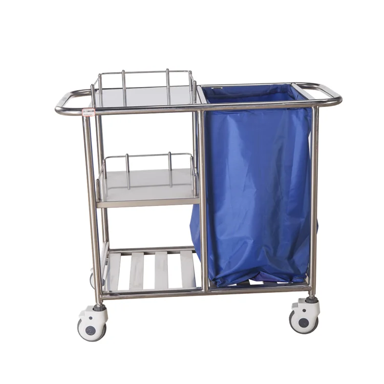 MT MEDICAL B34  304 Stainless Steel Instrument Trolley Stable 2 Layers Medicine 304 SS Trolley Cart