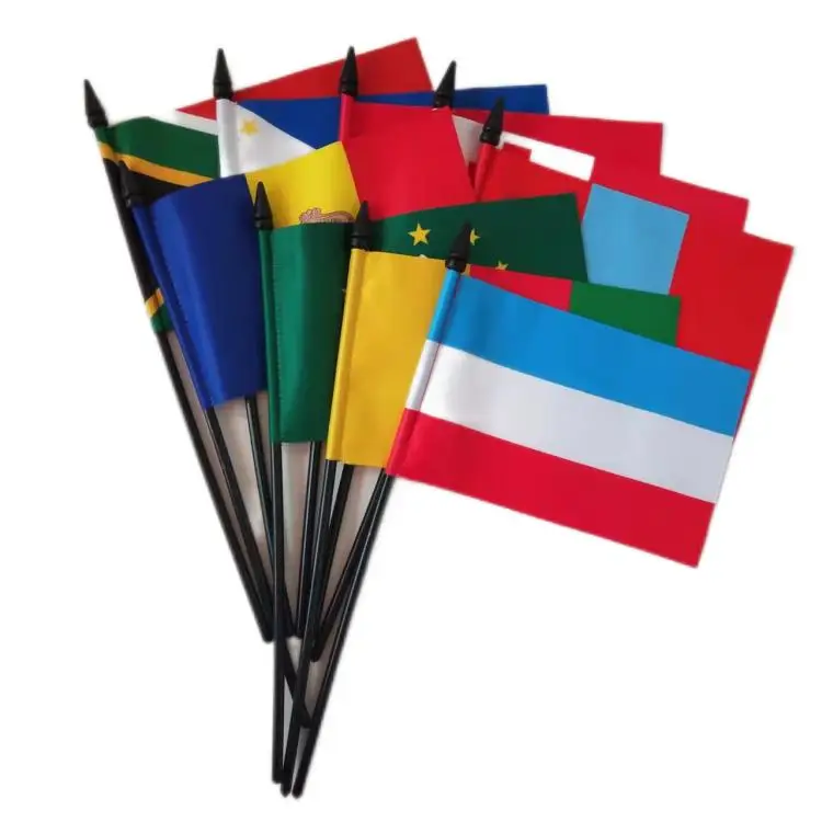 wholesale manufacture small flag hand held flag double side hand waving flag