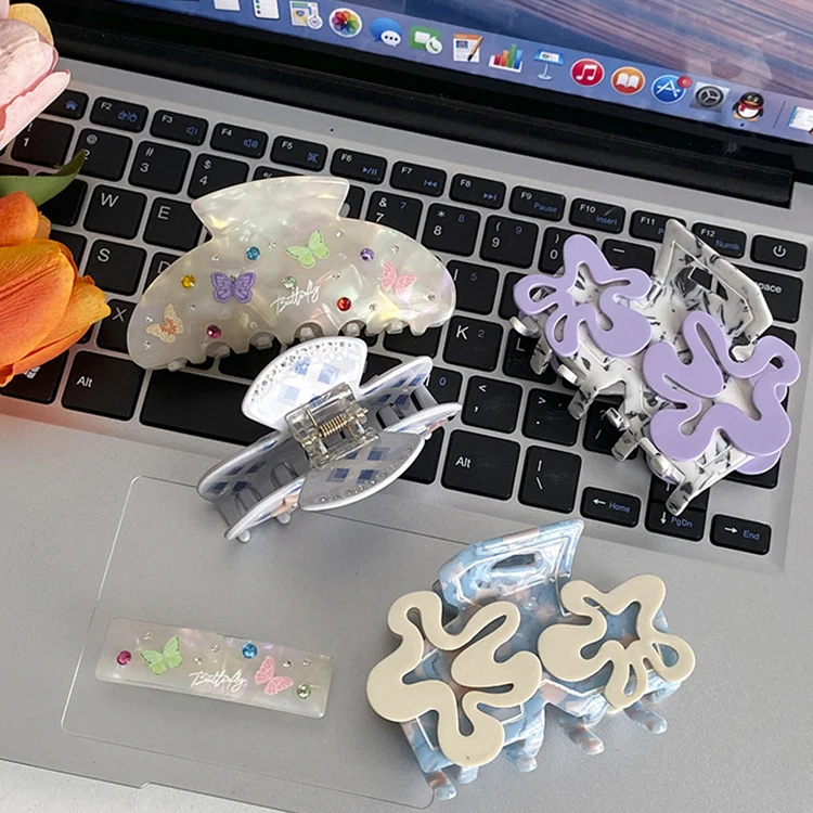 Cellulose Acetate Hair Claw Large Claw Clips For Thick Hair Flower Stars Half Round Rectangle Hair Claw