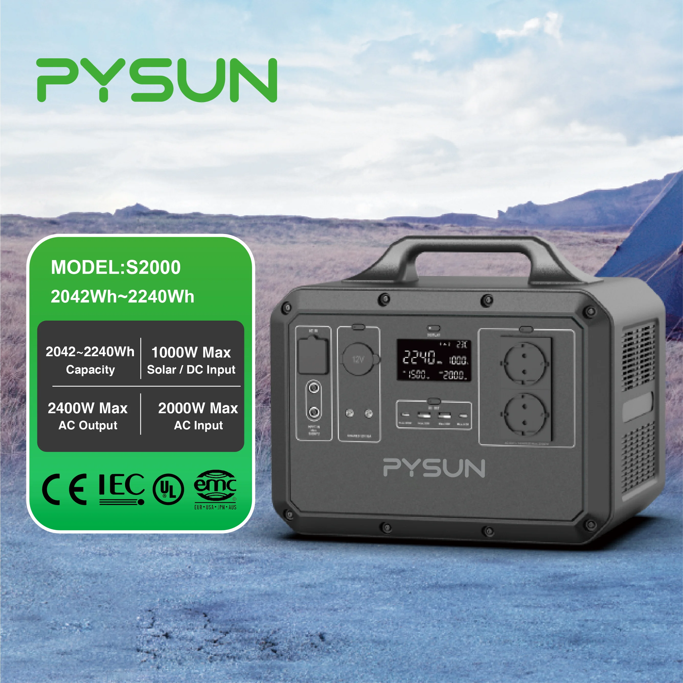 Price Of 2242Wh 2400W Portable Power Station Camping Solar Generator Backup Lithium Battery for Retail