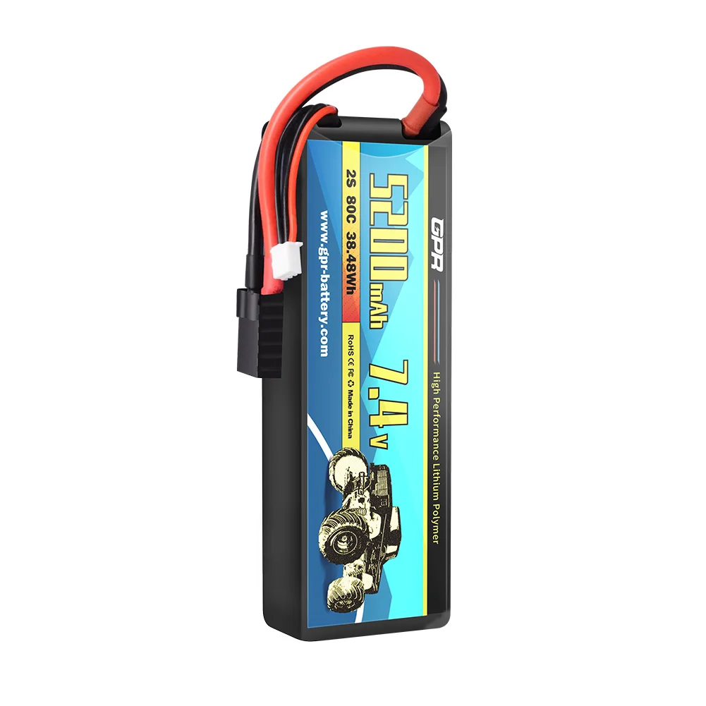 Wholesale 5200 mAh 2S High C Rate 80C 7.4V Lithium Lipo Battery with TRX Plug Connector For RC Helicopter Car