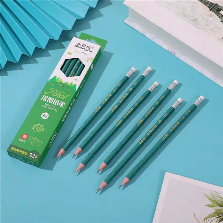 New 2B sketching pencil, 12 PCs/carton with eraser, for art test