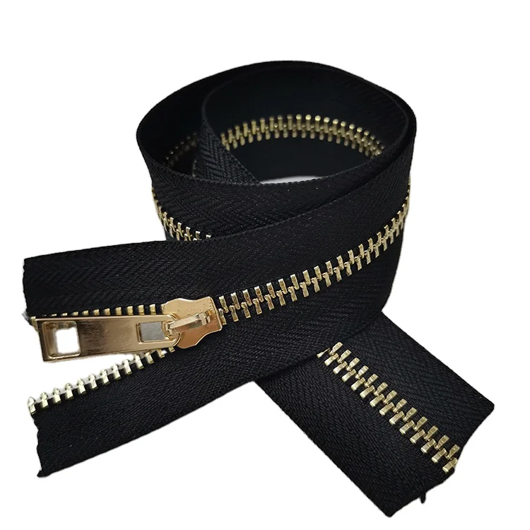 Shiny silver metal zipper open end metal zipper for coat