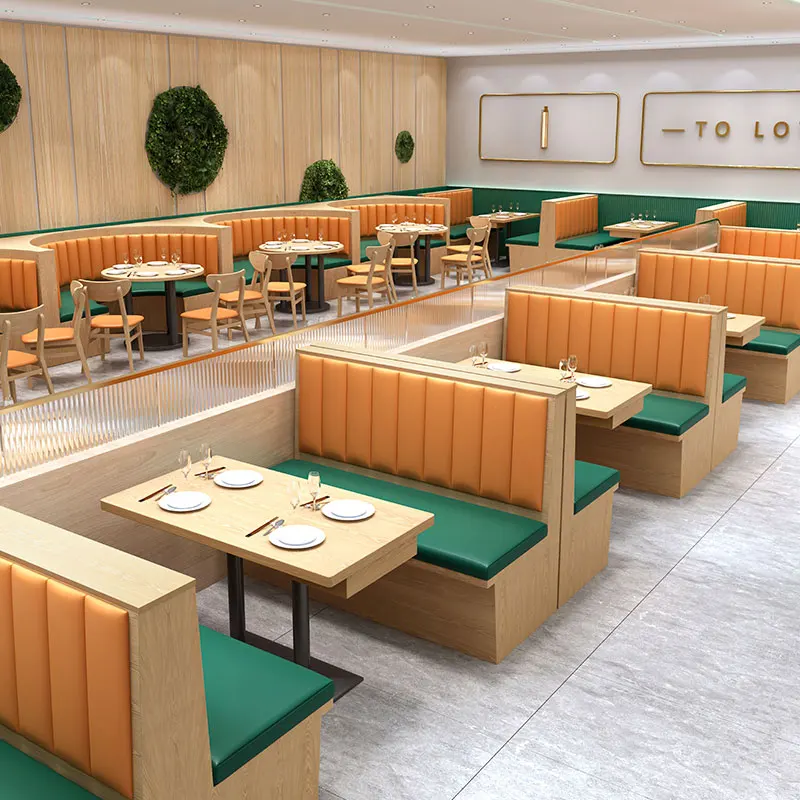 Dining Seating Booth Sets for Restaurant Furniture Sofa Booth Hot Sale Chair and Table Customized Seating Fast Food Restaurant