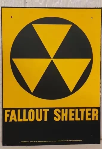Securun Government Issued Fallout Shelter Sign NOS Home Decoration Plate Aluminum Customized Painted Black Aluminum Cards 100pcs