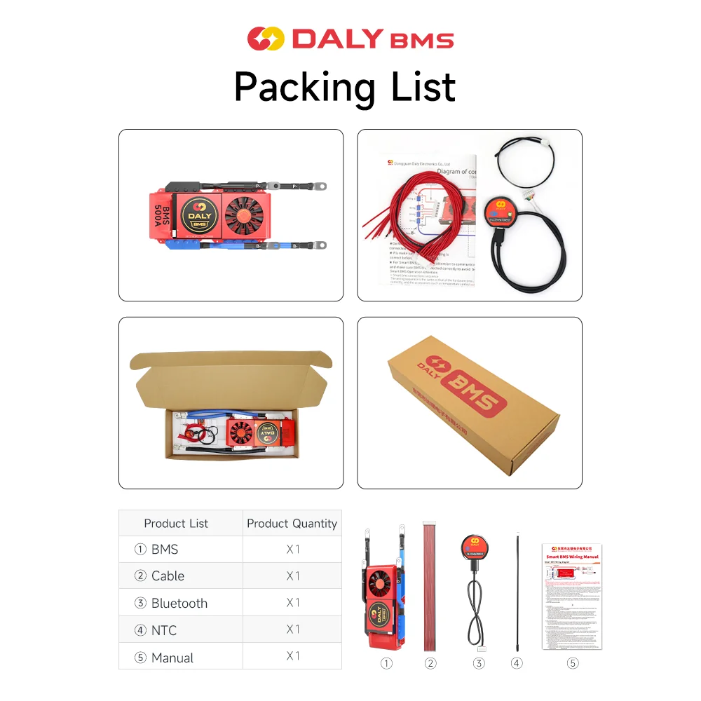 Daly Smart lithium battery lifepo4 BMS 4S 12V Solar Systems 20S 24S 60V 72V 300a 400a 500a home storage high current bms