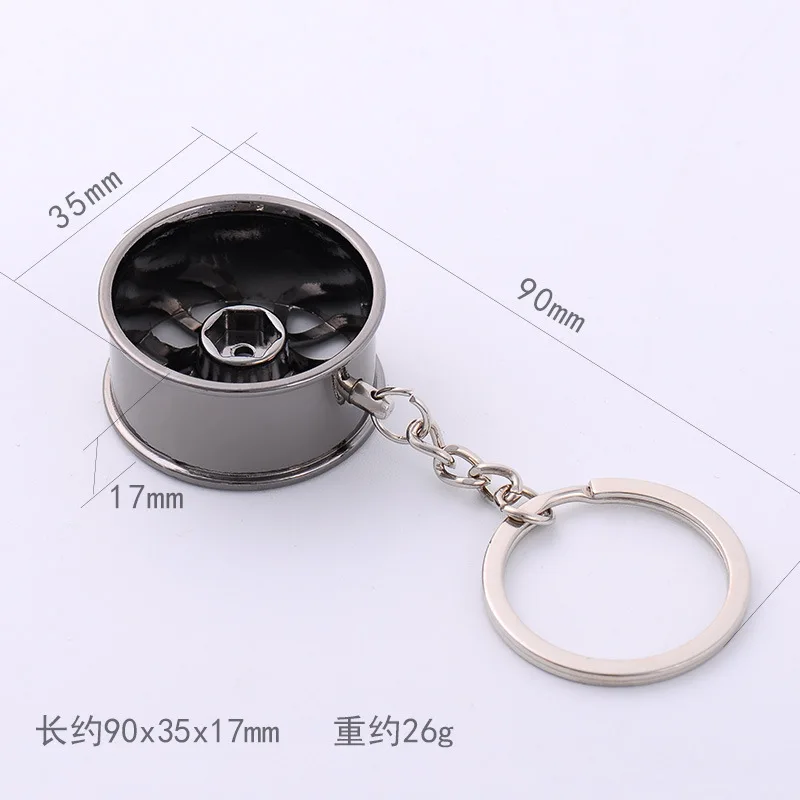 Creative gift car modified wheel hub metal key chain turbocharged advertising belt key ring ring pendant