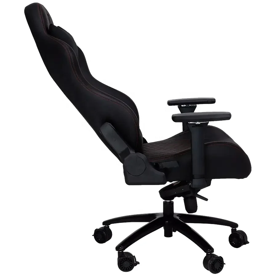 2024 Luxury Chair Games India Red Embroidery Black Car Leather Real Gaming Chair with Safe Lock Castors Brake Wheels Frog System