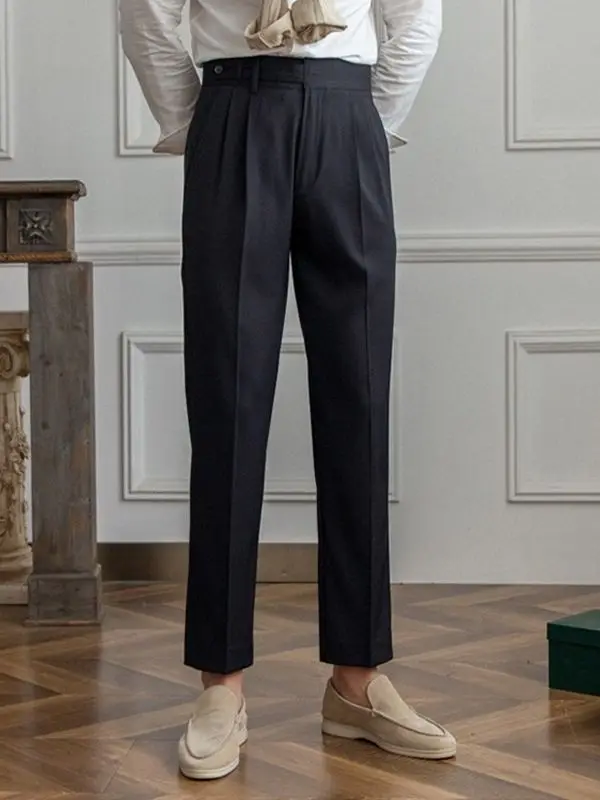 Spring and autumn Korean version of Naples design high waist straight pants British crisp anti-wrinkle casual pants men