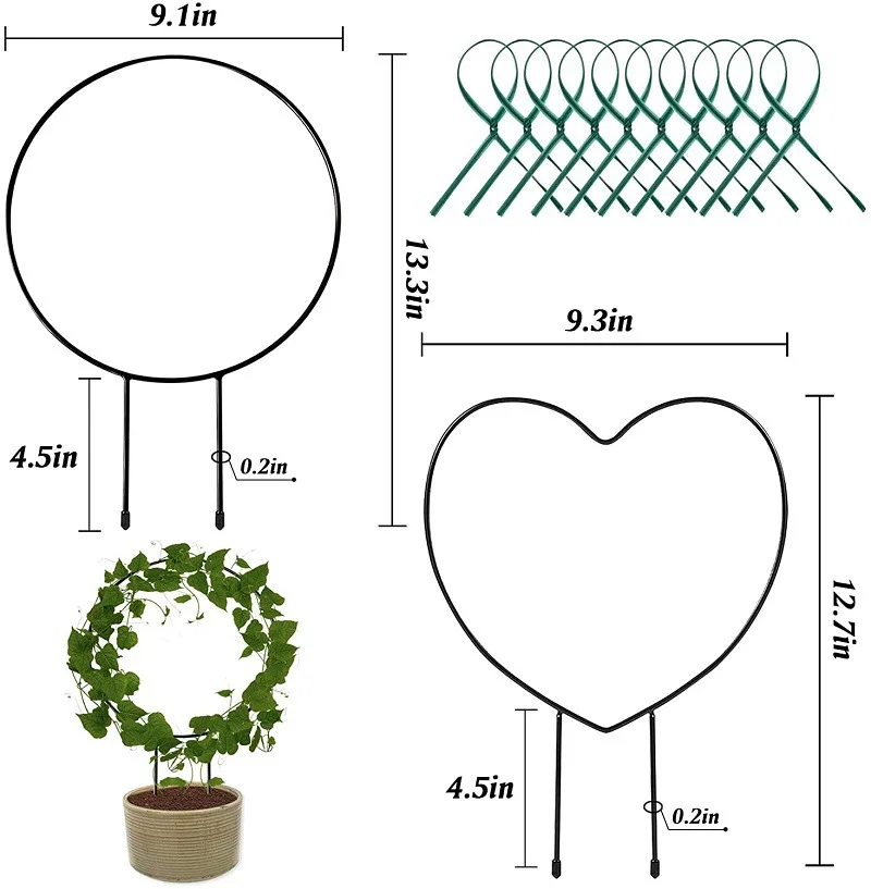 Modern Circular Plant Climbing Frame Bracket Cross-Border Exclusive Creative Love Flower Rack Plastic for Garden planting