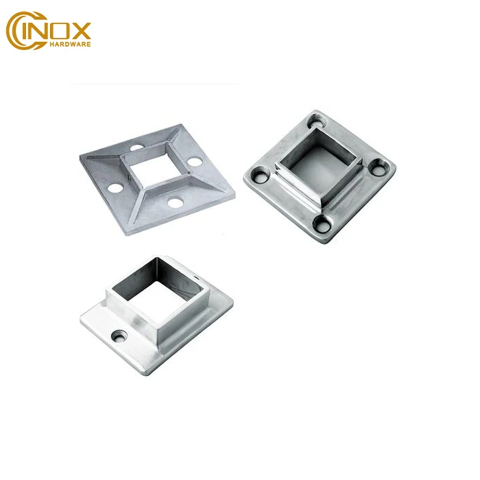 304 316 Stainless Steel Wall And Floor Handrail Fittings Support Square Flange