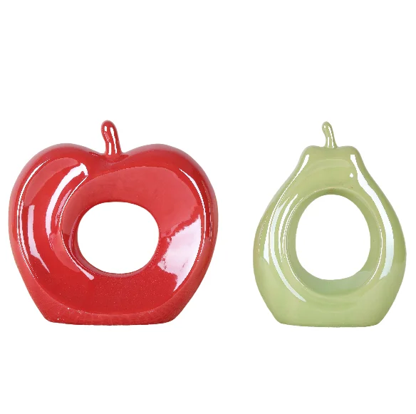 Домашний декор дизайн Яблочная статуэтка ручной работы Керамические поддельные фрукты украшения