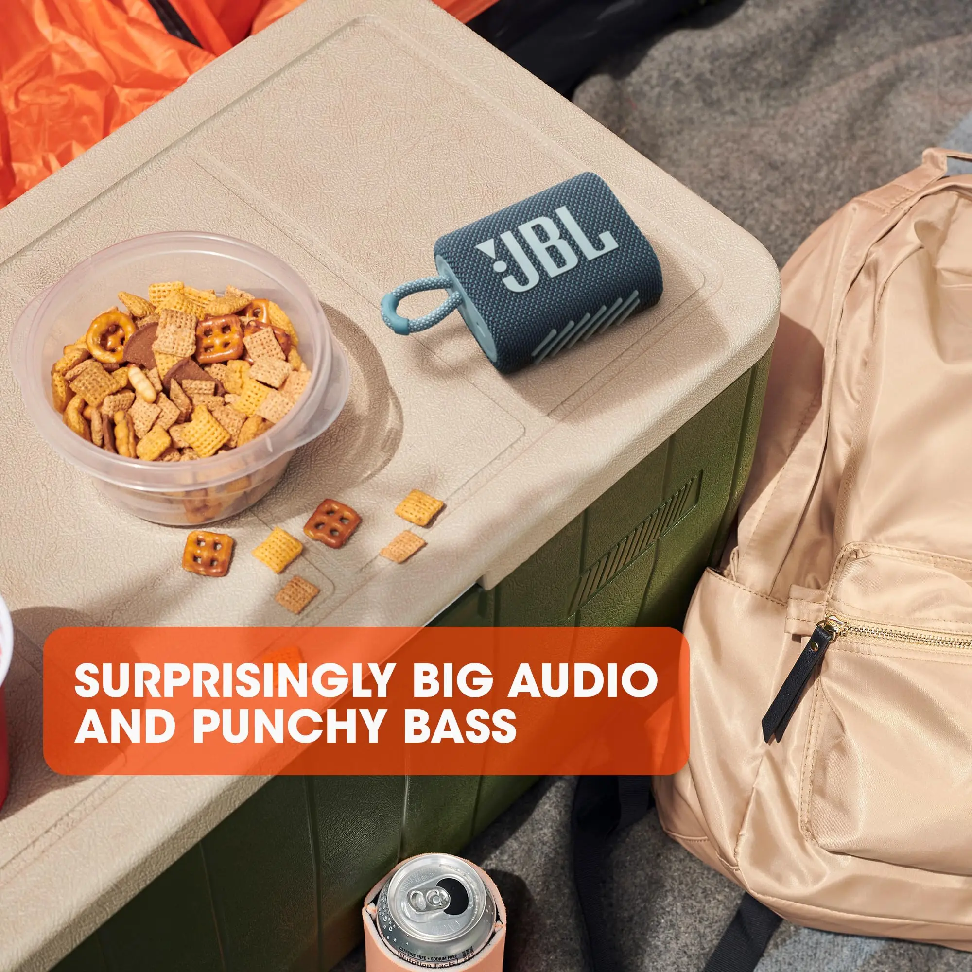 Go 3 - Ultra-Portable Waterproof and Dustproof Bluetooth Speaker Pro Sound with Punchy bass Made in Part with Recycled Materials