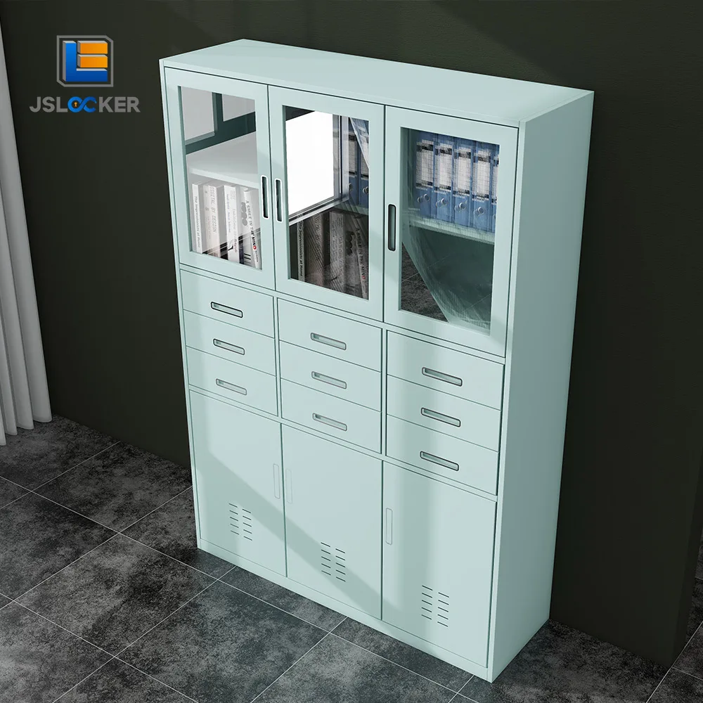 New classic display office filing cabinet office metal cupboards glass door file  office furniture storage cabinet for safe