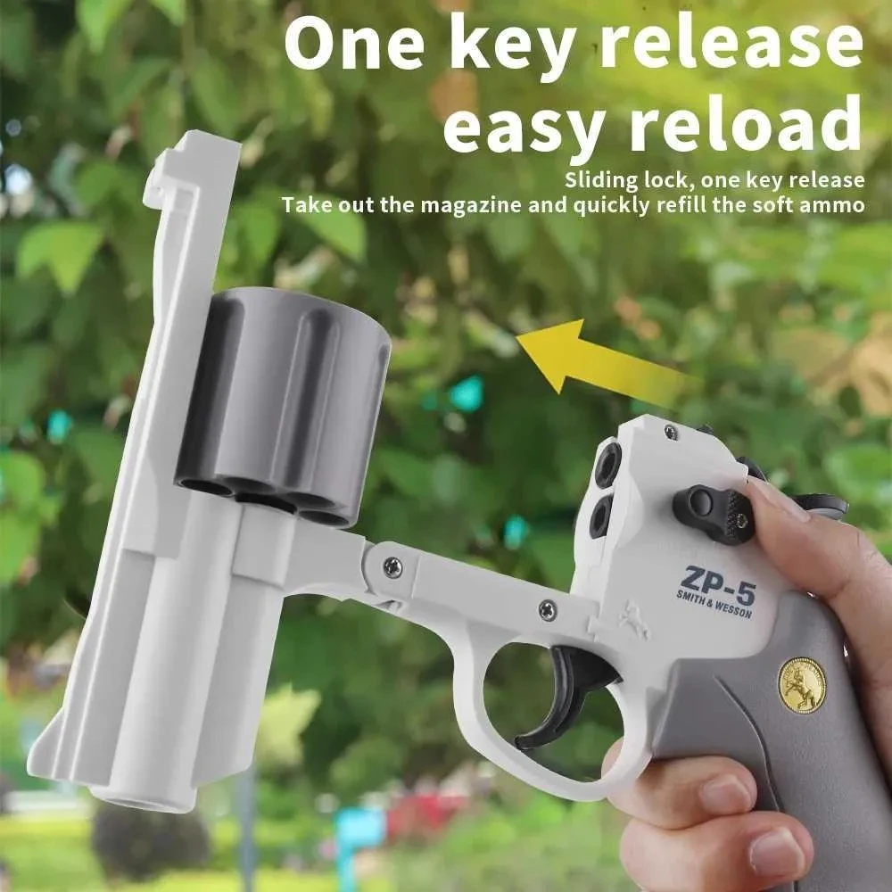 ZP5 Soft Bullet Revolver Pistol Toys Manual Shell Ejection Launcher EVA Bullets Gun Airsoft Shotgun Pistol for Kids Gift 2040
