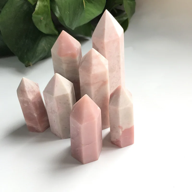 
wholesale natural crystal healing quartz tower crystal pink opal points wands  (62387443758)