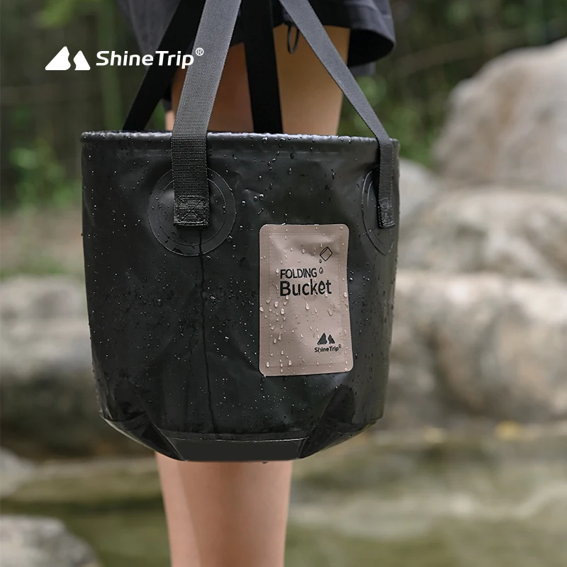 ShineTrip Outdoor Thickened Portable High Temperature Resistant Large Capacity Bucket Folding Camping Bucket