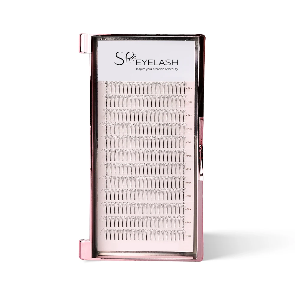 SP EYELASH Long stem Pre Made Fanned Volume Eyelash Extension 3D 4D 5D 6D Fans Lashes 12 Rows