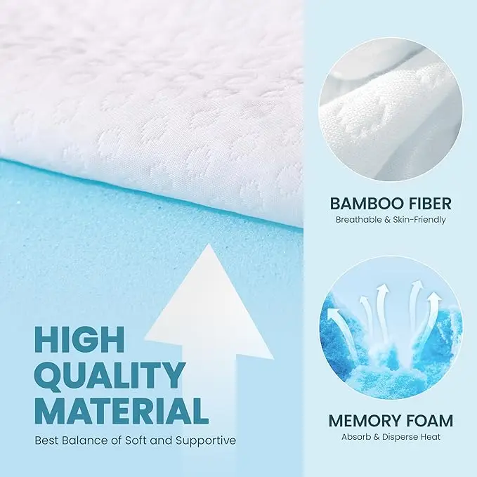 Queen/King Size Cooling Gel Memory Foam Mattress Topper Soft  Bed Topper Mattress pad with Zipper
